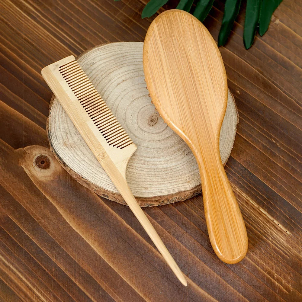 Professional Hair Brush & Wooden Comb – Boar Bristle & Bamboo