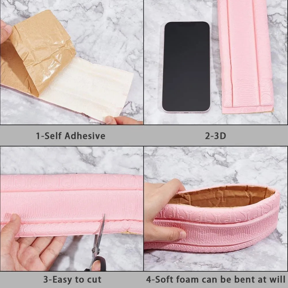 Pink 3D Peel & Stick Foam Wall Border Trim 88" x 3"