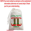 3-Pack Personalized Christmas Elf Drawstring Gift Bags | Custom Name