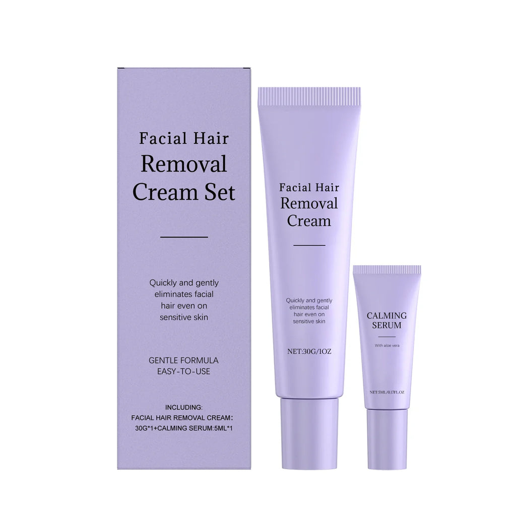 Facial Hair Removal Cream & Calming Serum Kit | Smooth Skin