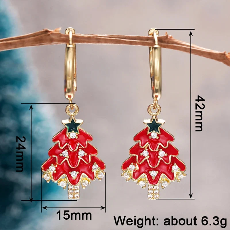 Huitan Christmas Tree Dangle Earrings – CZ Drop Jewellery