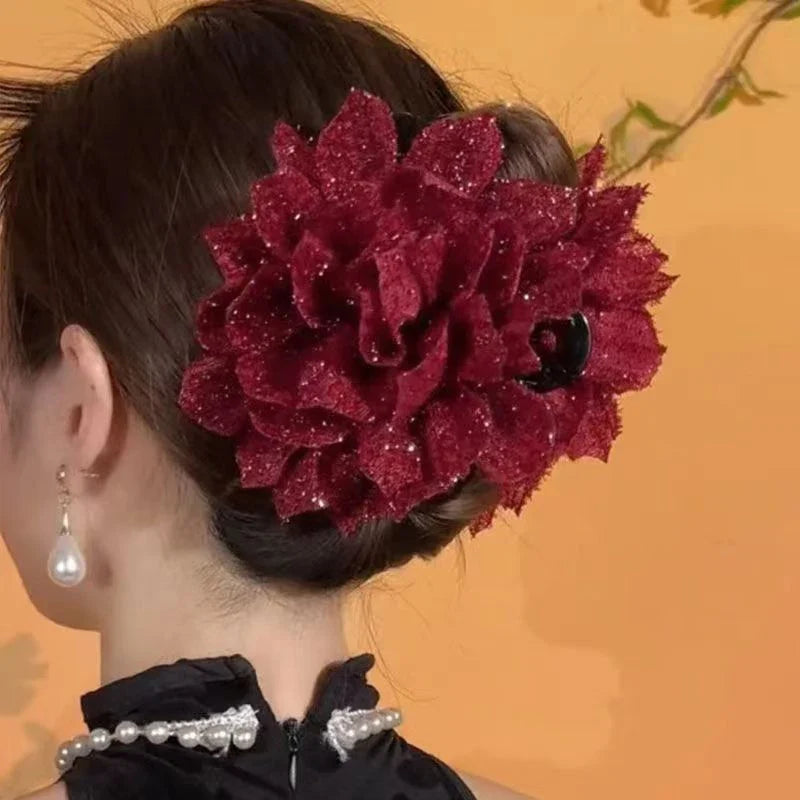 Mesh Flower Hair Claw Clip – Women's Shark Ponytail Clip