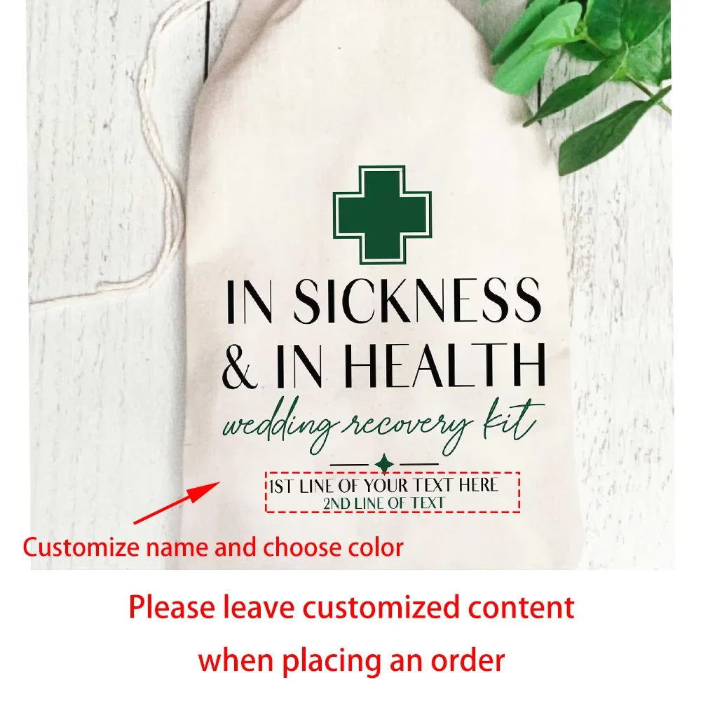 Custom "In Sickness & In Health" Wedding Hangover Recovery Kit Bag