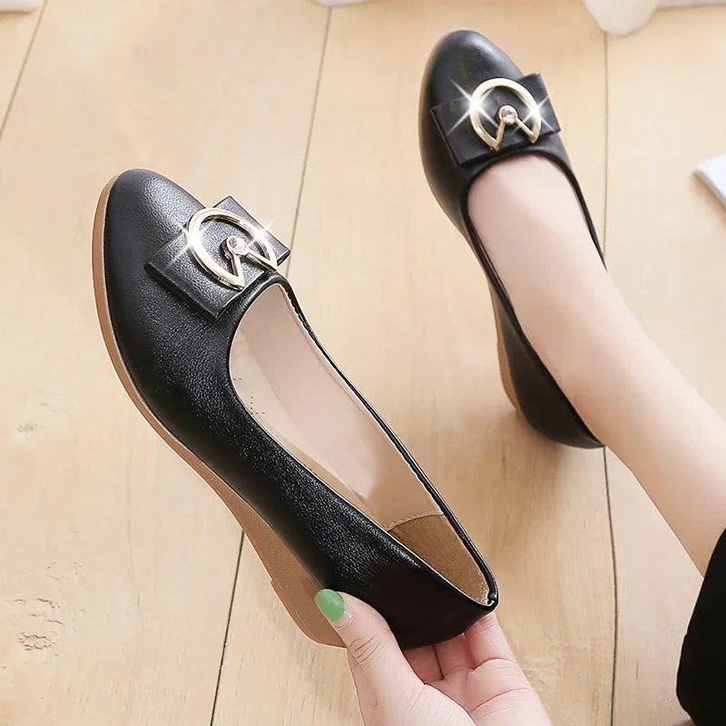 Women's Ballet Flats – PU Leather Slip-On Square Toe Loafers