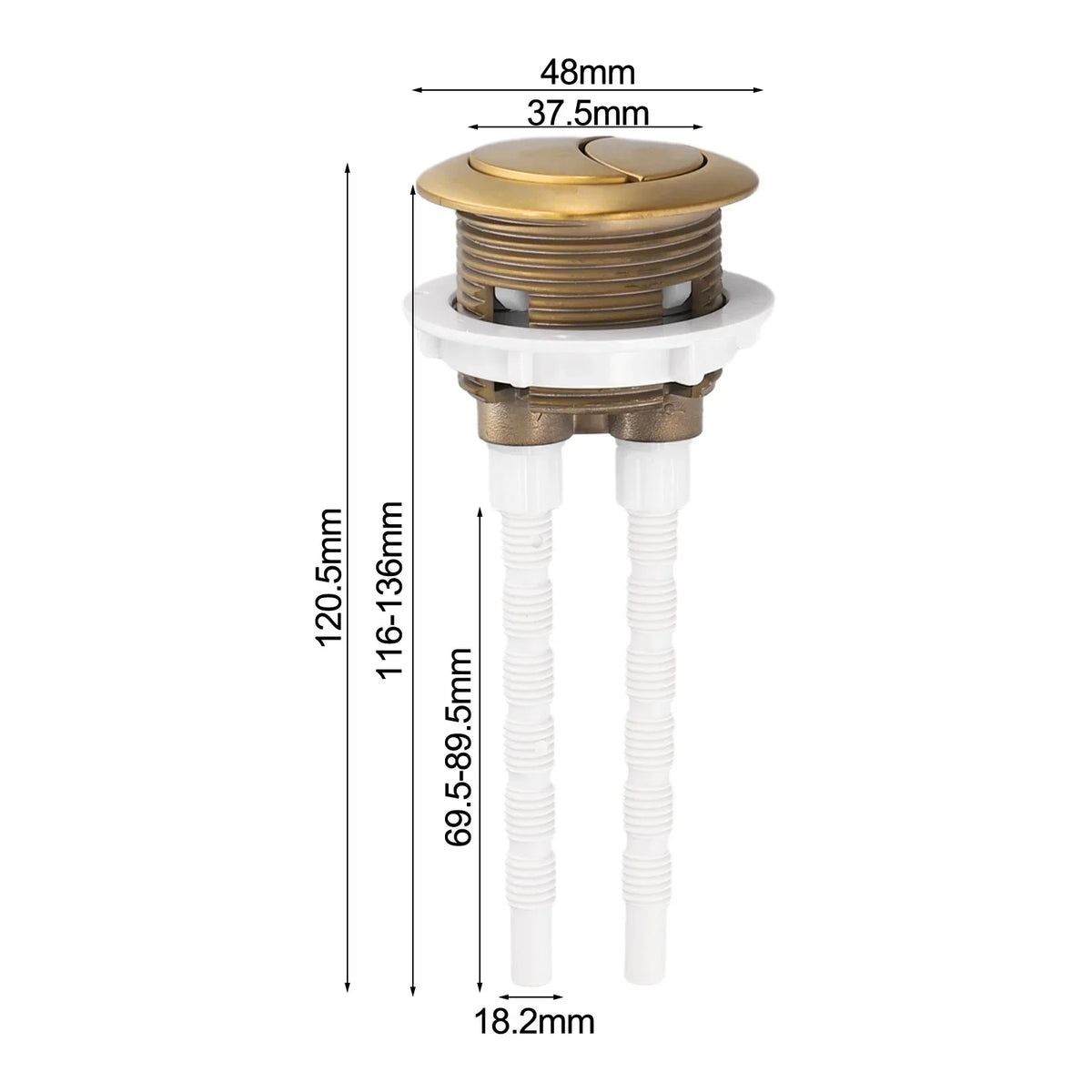 ABS Toilet Tank Round Stem Button Brushed Gold Close Coupled Flush