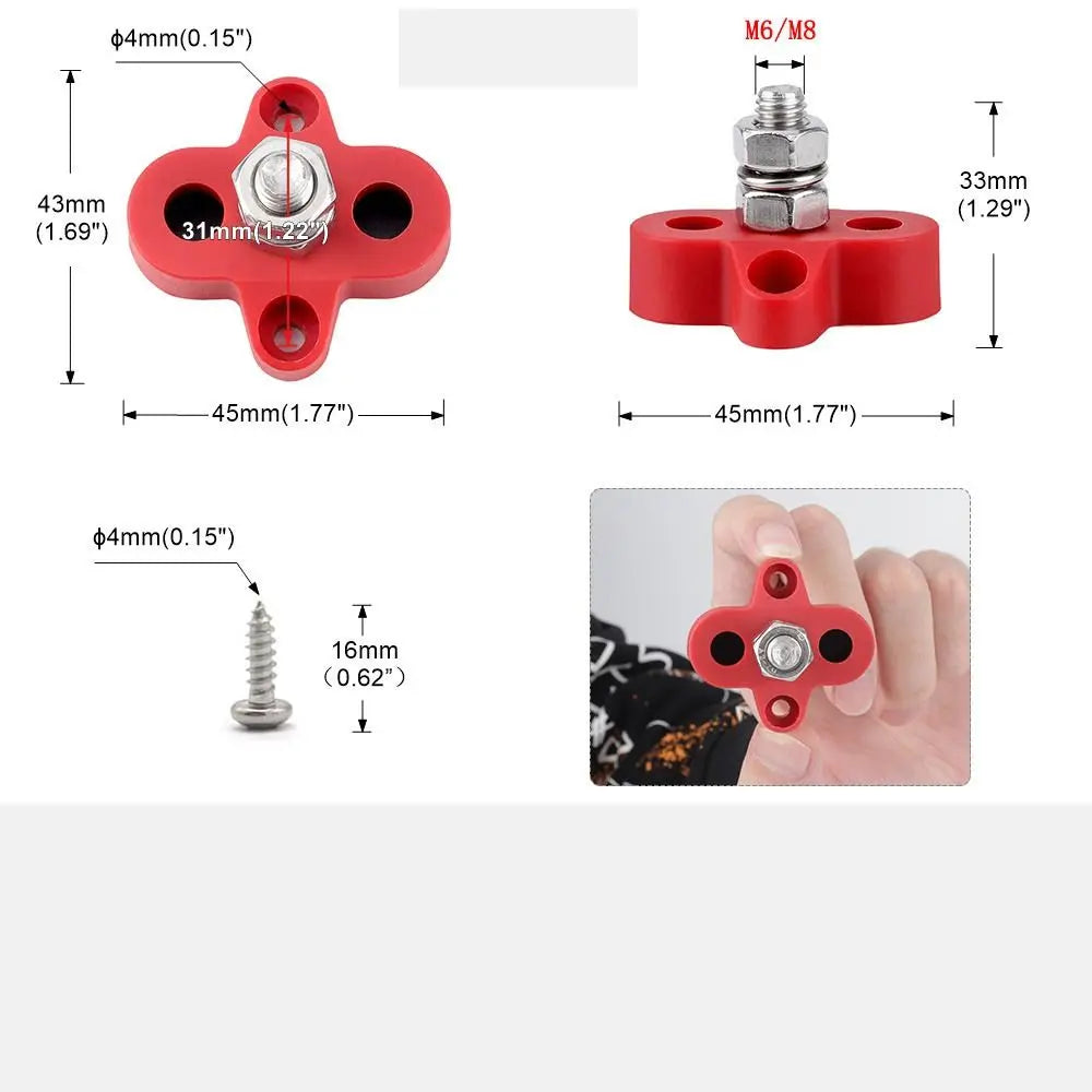 Car Truck RV Boat Bus Bar Terminal Block Battery Power Stud Junction