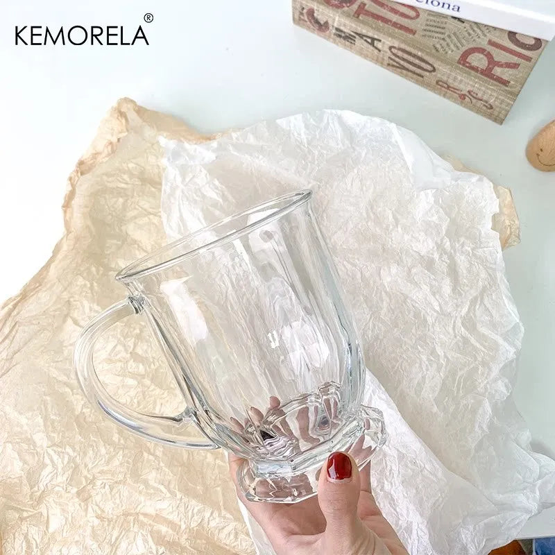 KEMORELA Retro Glass Mug with Handle – 480/700ml Large Cup