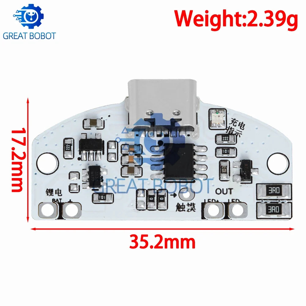 USB Type-C LED Touch Dimmer Module – 3-Gear Night Light Board
