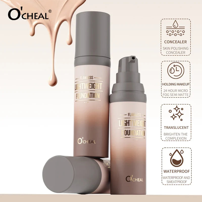 O'CHEAL Lightweight Foundation + Puff – Waterproof & Oil Control