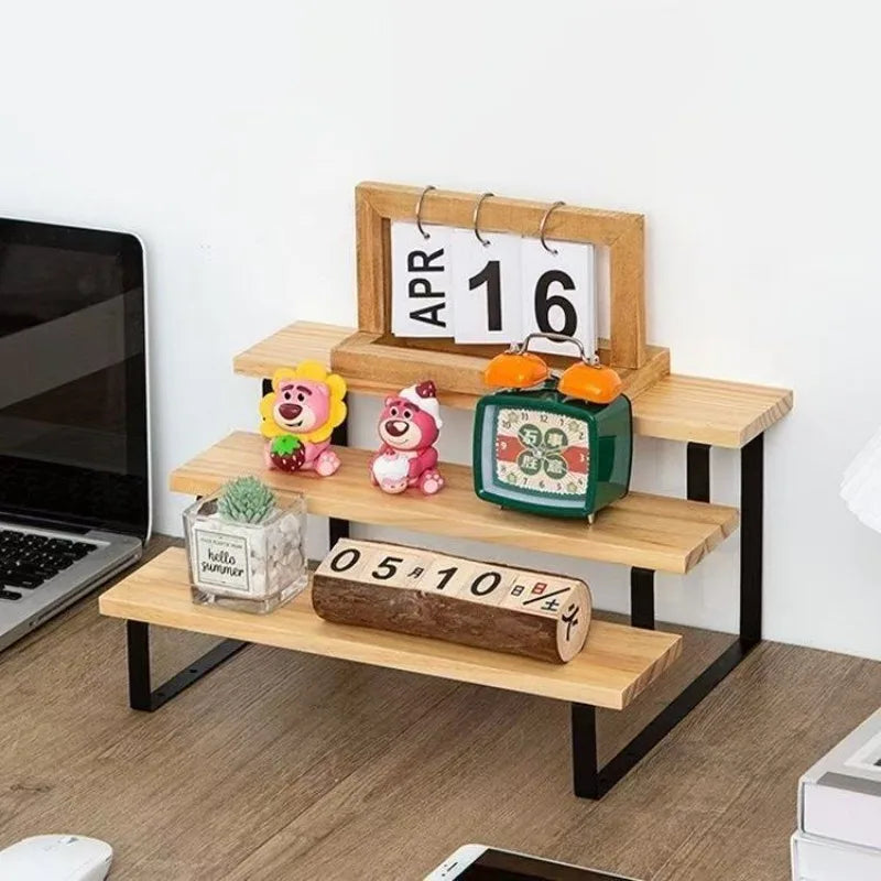 Solid Wood Desktop Ladder Shelf | Display & Storage Rack
