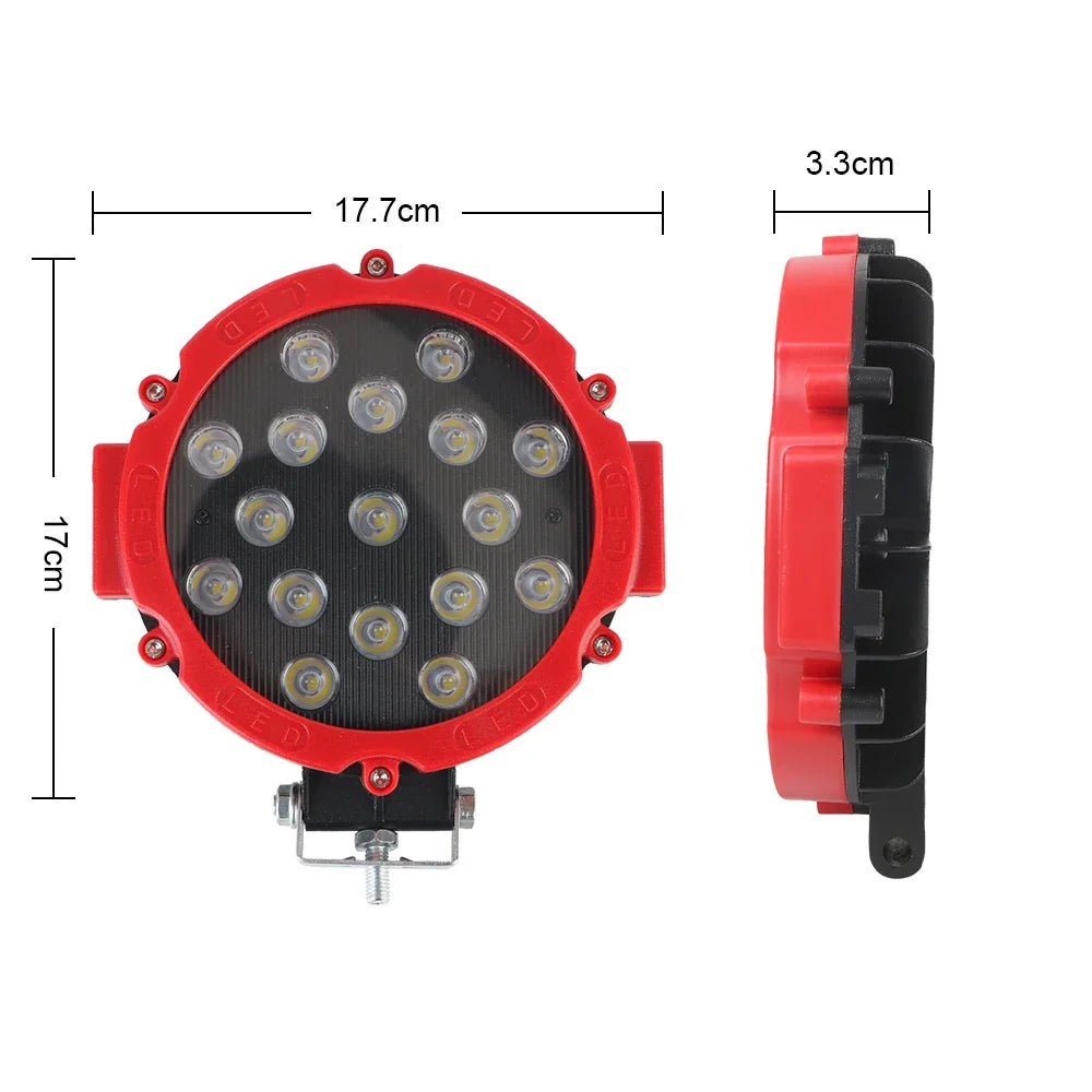 51W 7-Inch Round LED Spot Work Light – Truck & Off-Road