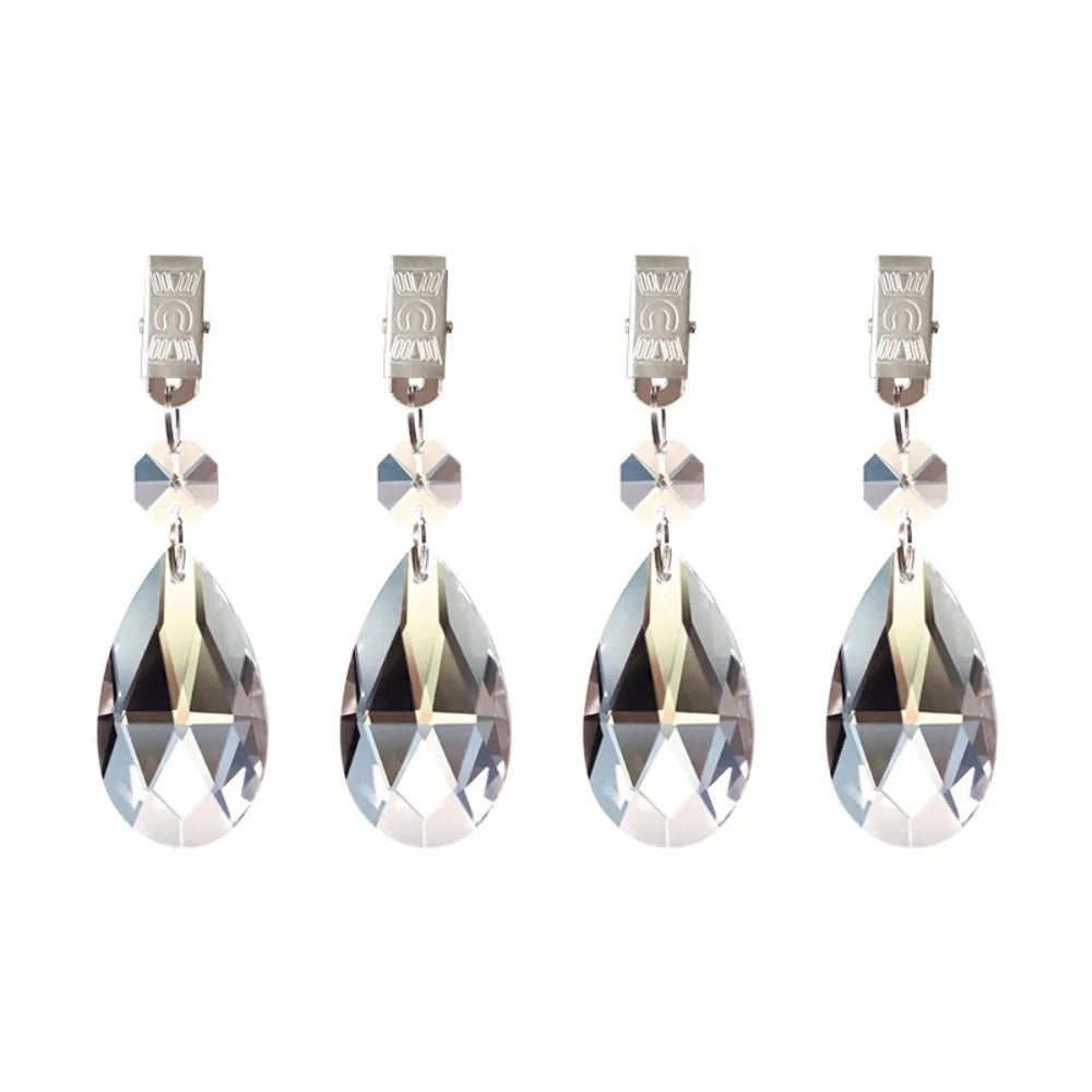 4-Pack Crystal Tablecloth Weights with Metal Clips – Windproof