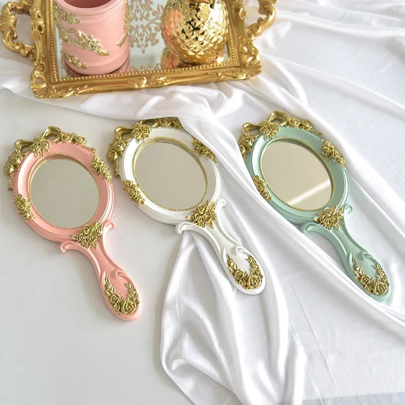 Vintage Handheld Makeup Mirror – Cute Resin Vanity Gift Mirror