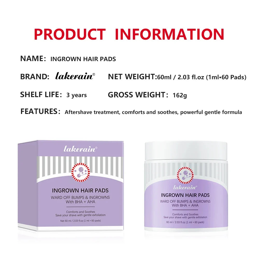 Ingrown Hair Exfoliating Pads – Aftershave Treatment | 60 Pads