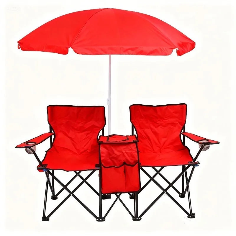 Folding Double Beach Chair with Umbrella – Portable Lounge