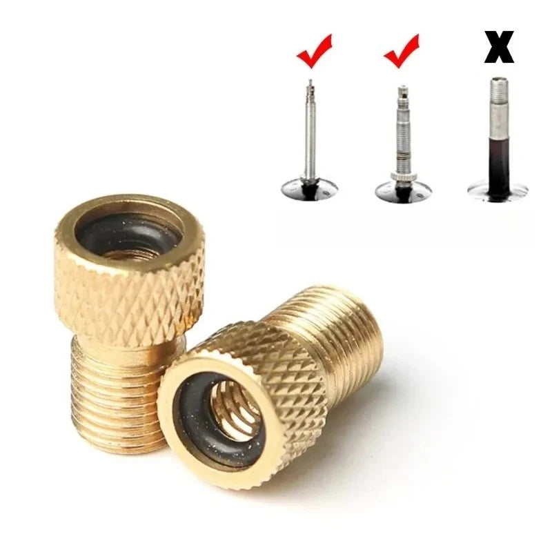 Copper Golden Bike Tire Valve Adapter – F/V to A/V Converter