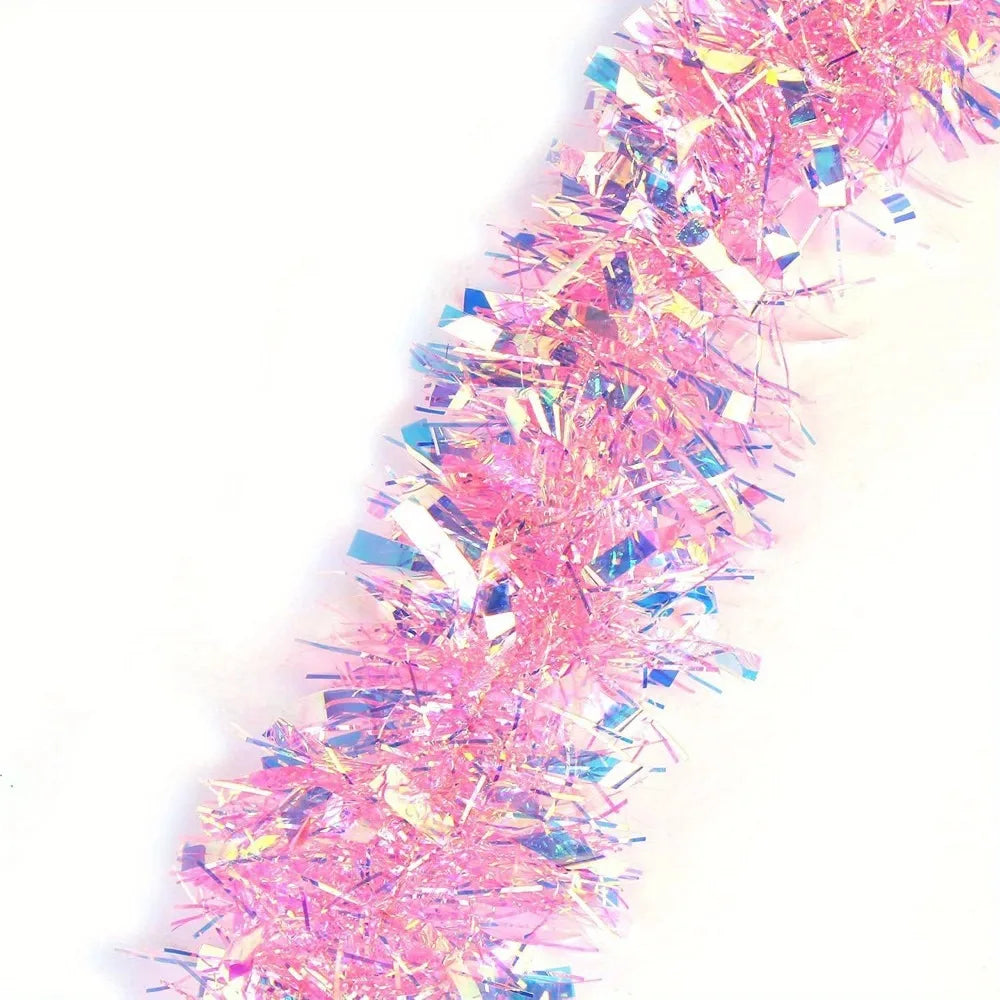 Christmas Tinsel Garland Pink Glittering Decoration Tree Party