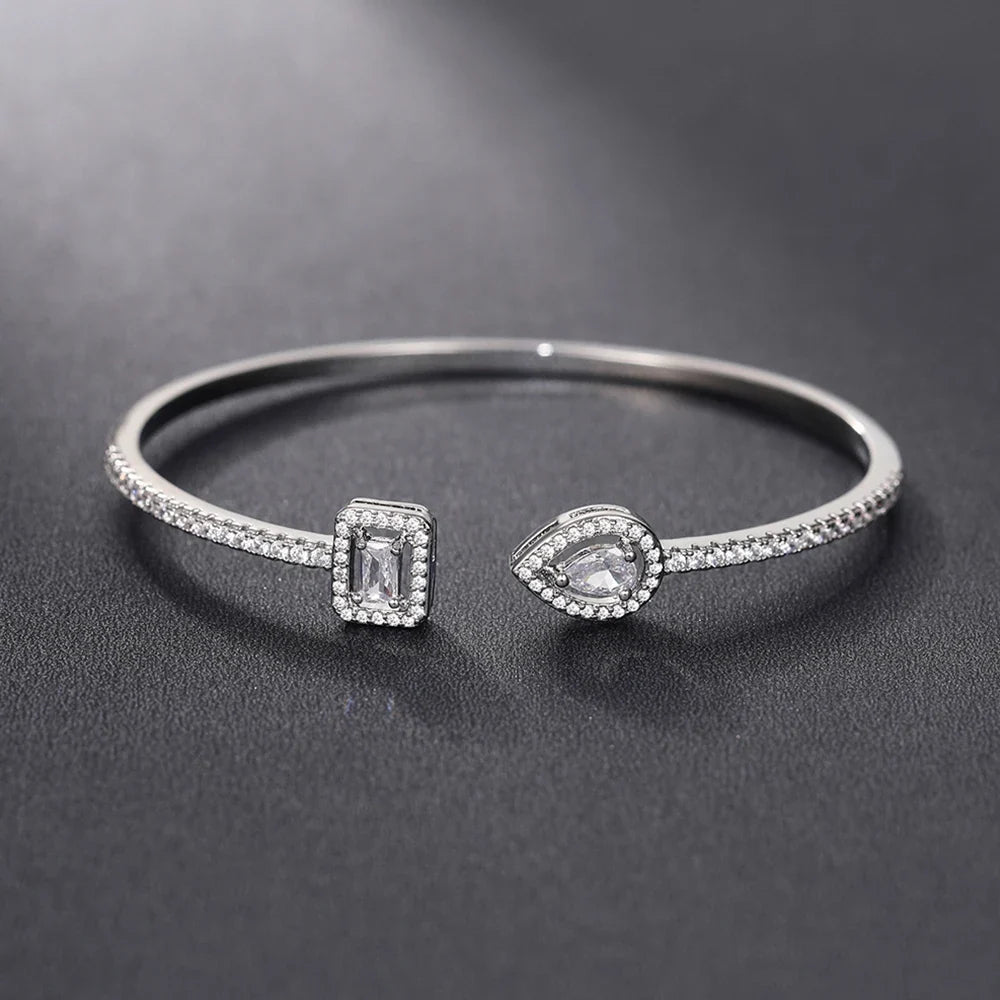 Huitan Cubic Zirconia Cuff Bracelet Bangle for Women