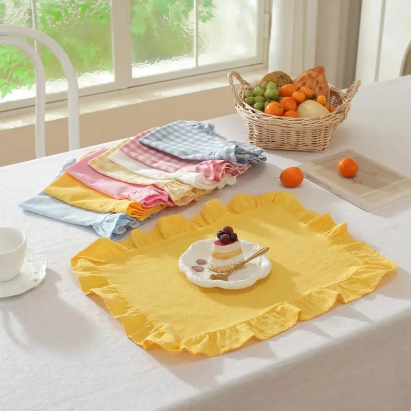 Pink Blue Stripe Ruffle Placemat – Kitchen & Dining Table Decor