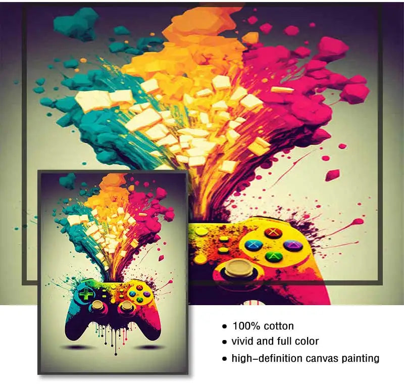 Gaming Controller Canvas Wall Art Poster | Nordic Room Decor