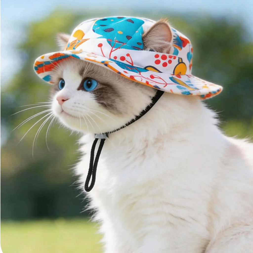 Adjustable Pet Sun Hat for Cats & Small Dogs | UV Brim