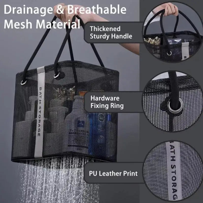 Portable Mesh Shower Tote Bag – Large Toiletry Organizer
