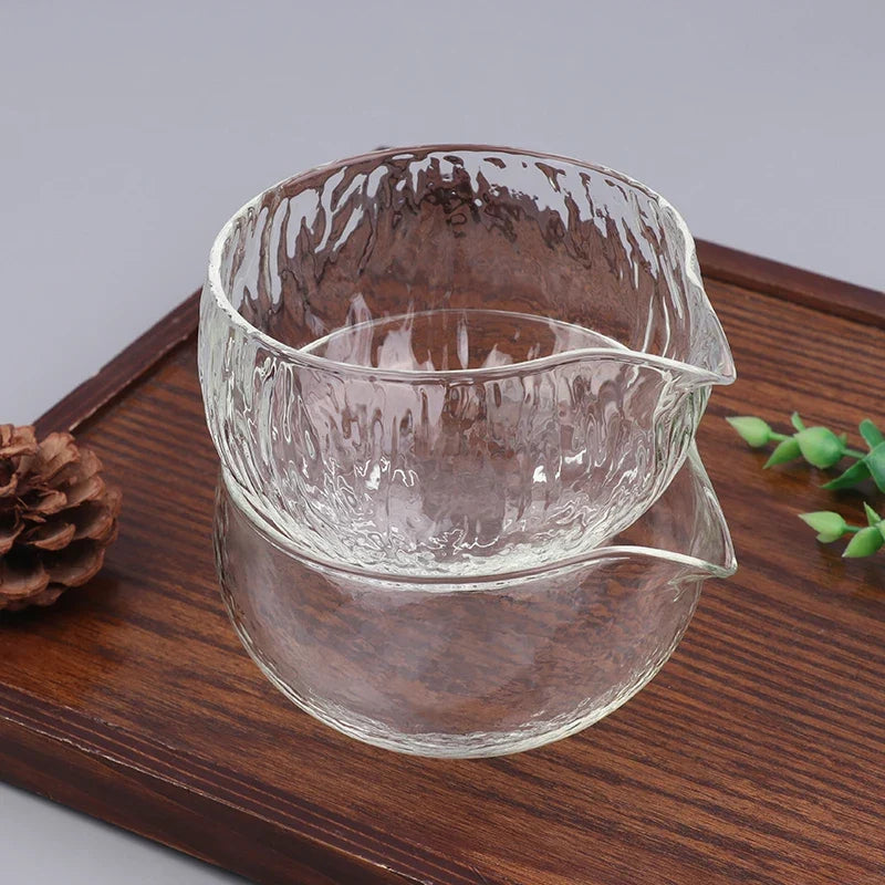 Textured Glass Matcha Bowl Pouring Spout Japanese Green Tea Ceremony