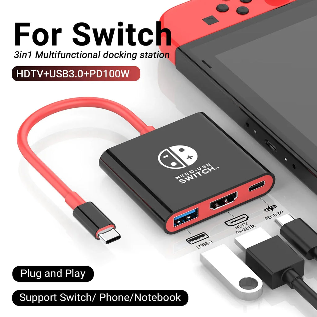 3-in-1 USB-C Hub | 4K HDMI, 100W PD, USB 3.0 Docking Station