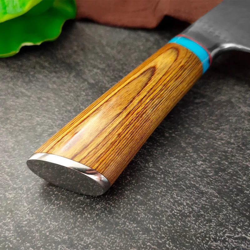 InLeung Damascus VG10 Chef Knife – Colored Wood Handle