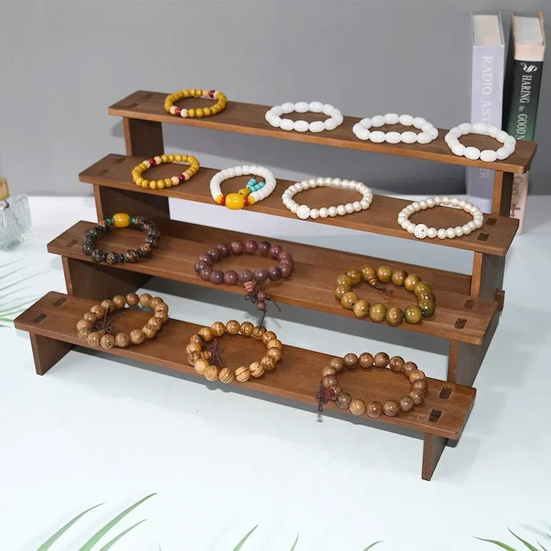 Wooden Multi-Tier Jewelry & Figurine Display Stand | 2–5 Layers