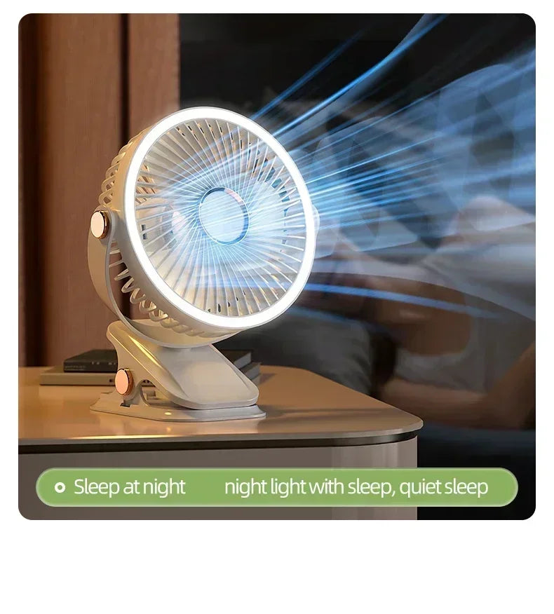 URGGU F2 Portable Camping Fan USB Rechargeable LED Clip-On