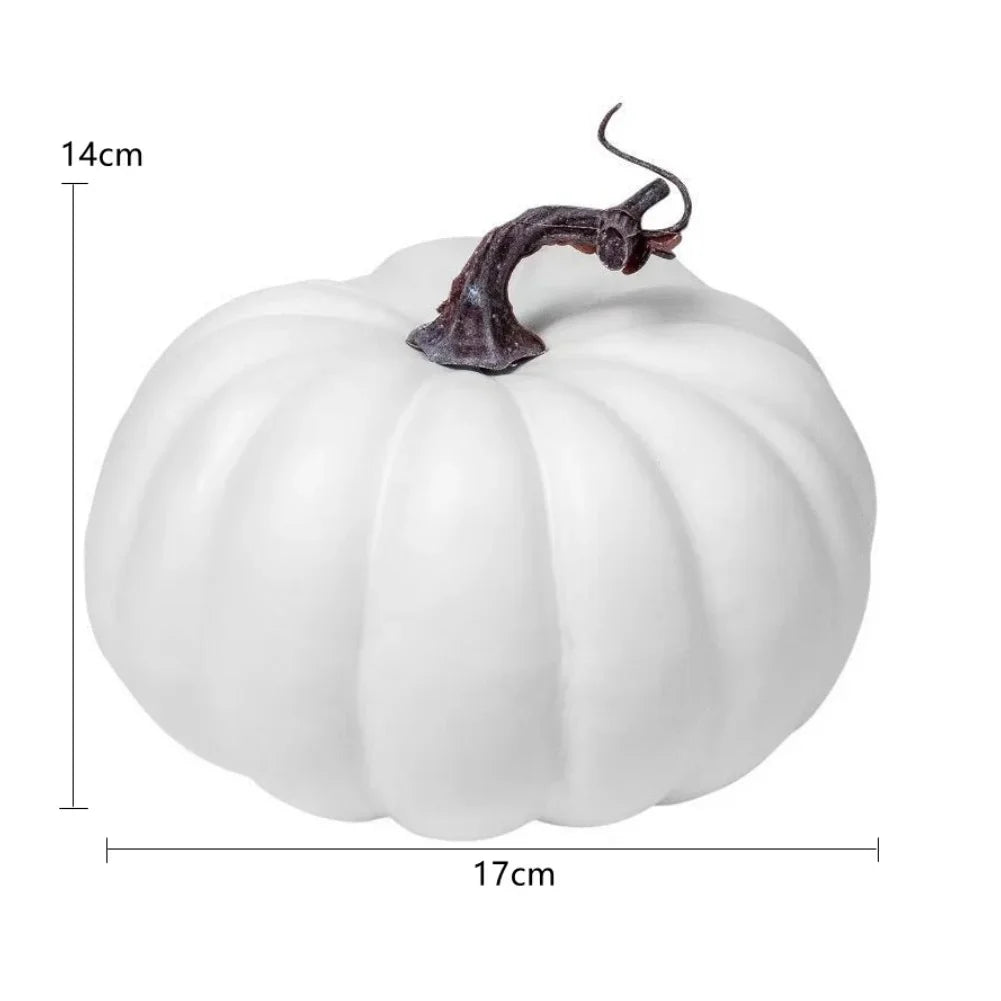 Artificial Decorative Pumpkins 17cm – Orange & White Fall Decor