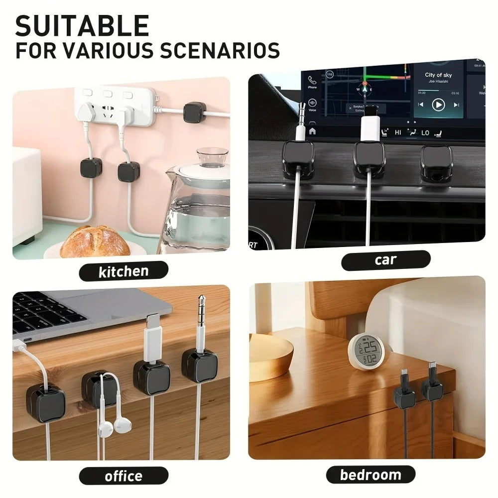 Magnetic Cable Clips – Adhesive Cord Organizer 6-Pack