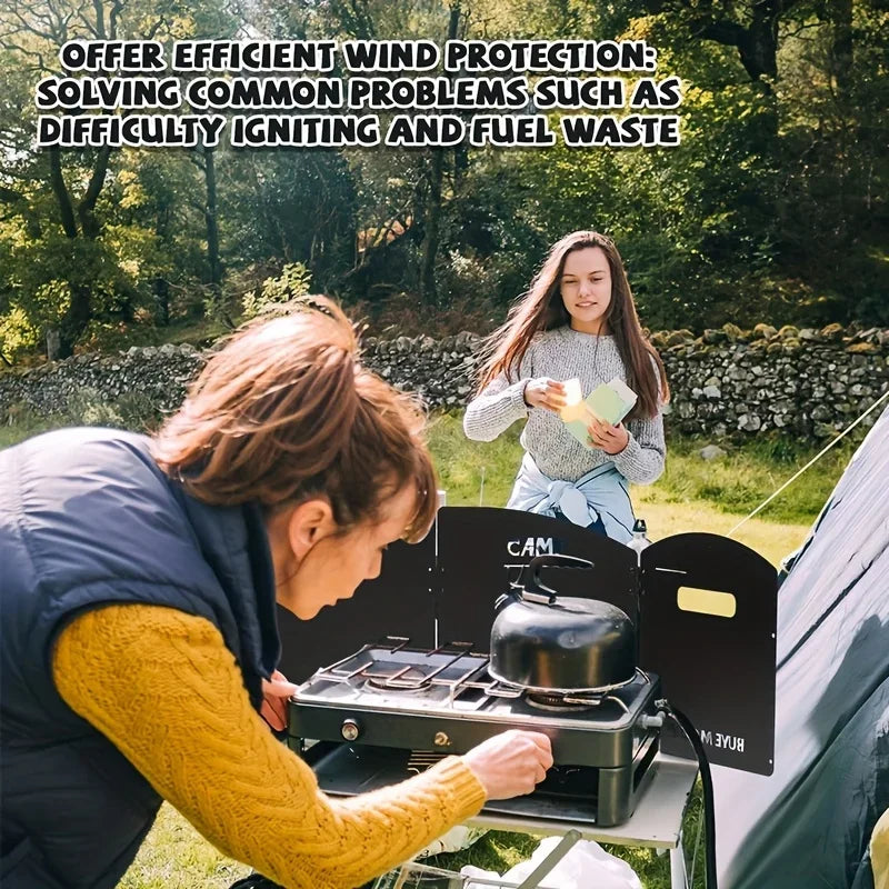 4-Sided Camping Windbreak Screen | Foldable with Spice Shelf