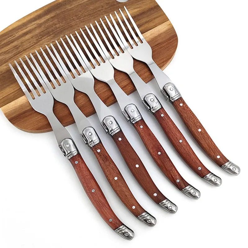 Laguiole-Style Wood Handle Steak Knives – Stainless Steel 6–10 Pc
