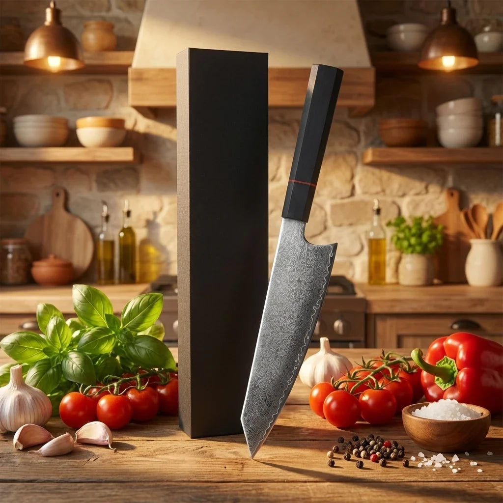 Damascus Steel Petty Knife – Japanese Kitchen Knife 18cm