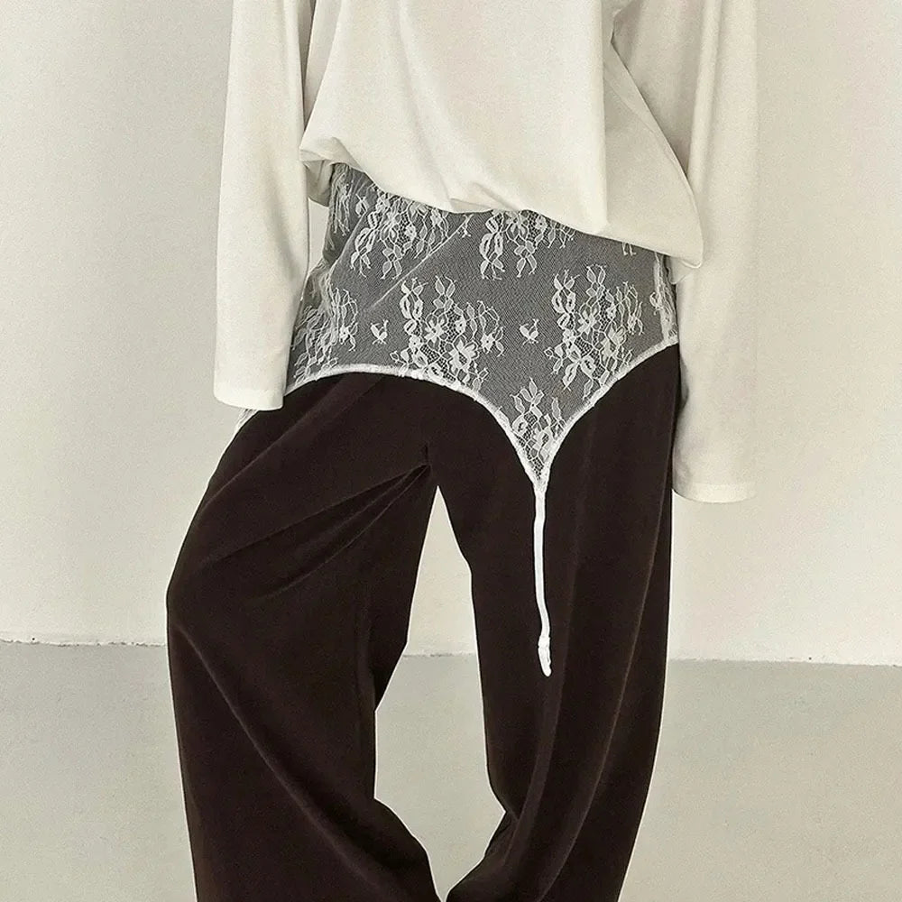 Embroidered Lace Mini Skirt – Y2K Harajuku Mesh Ruched Style