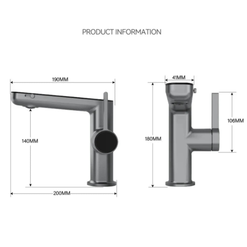 LED Digital Temperature Display Basin Faucet | Hot & Cold Mixer