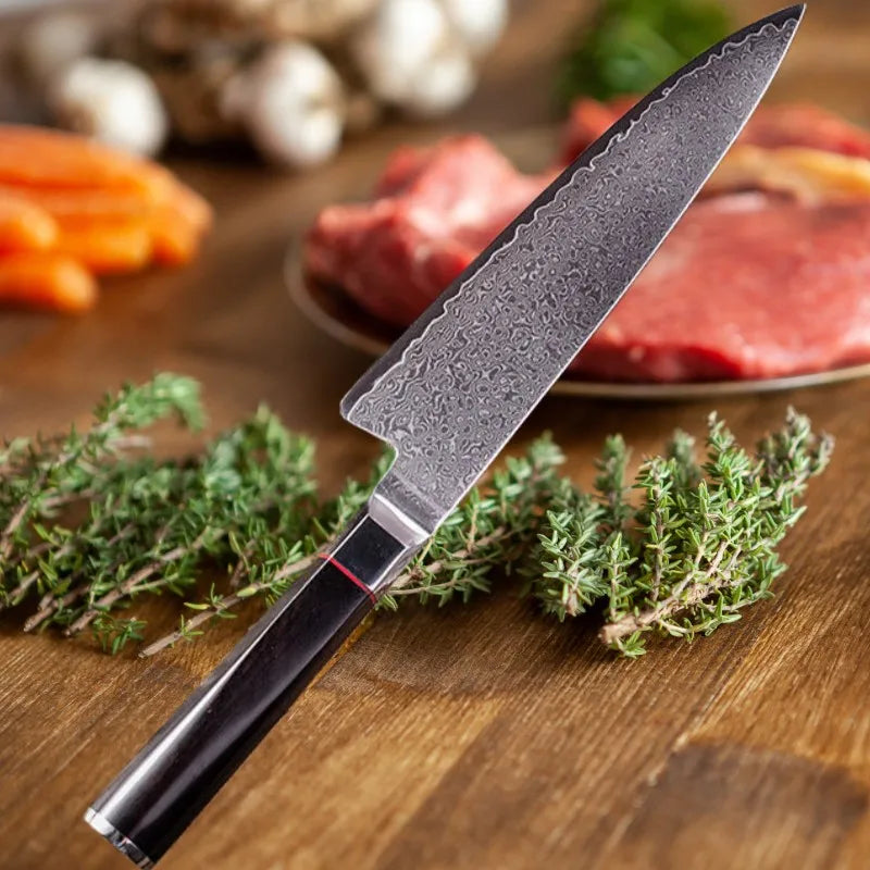 8-Inch 67-Layer Damascus Steel Chef Knife – Walnut Handle