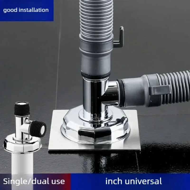 3-Way Washing Machine Drain Pipe | Odor-Proof Tee Joint