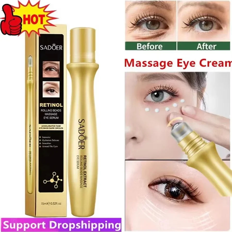 SADOER Retinol Rolling Bead Eye Serum – Firm & Brighten