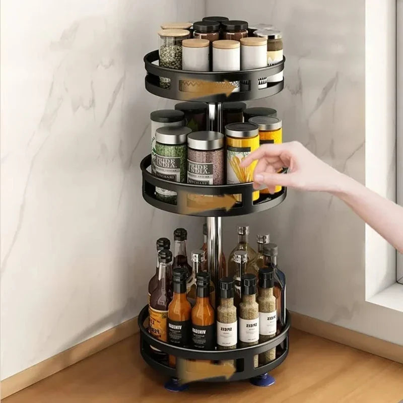 360° Rotating Spice Rack & Kitchen Organizer Shelf