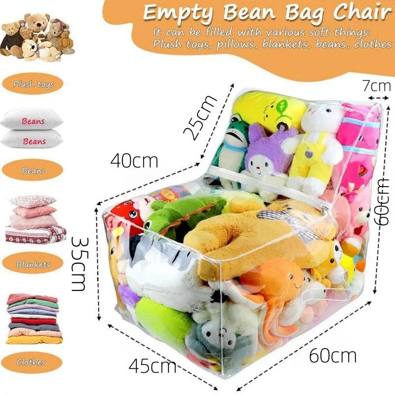 Kids Storage Stool Chair 2in1 Thickened PVC Toy Organizer Bag
