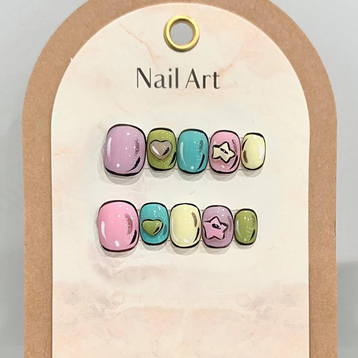 Cartoon Press On Nails – Handmade Short Full Cover Fake Nails