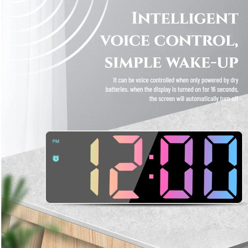 LED Digital Wall Clock | Mirror Display, Dual Alarm & Auto Dim