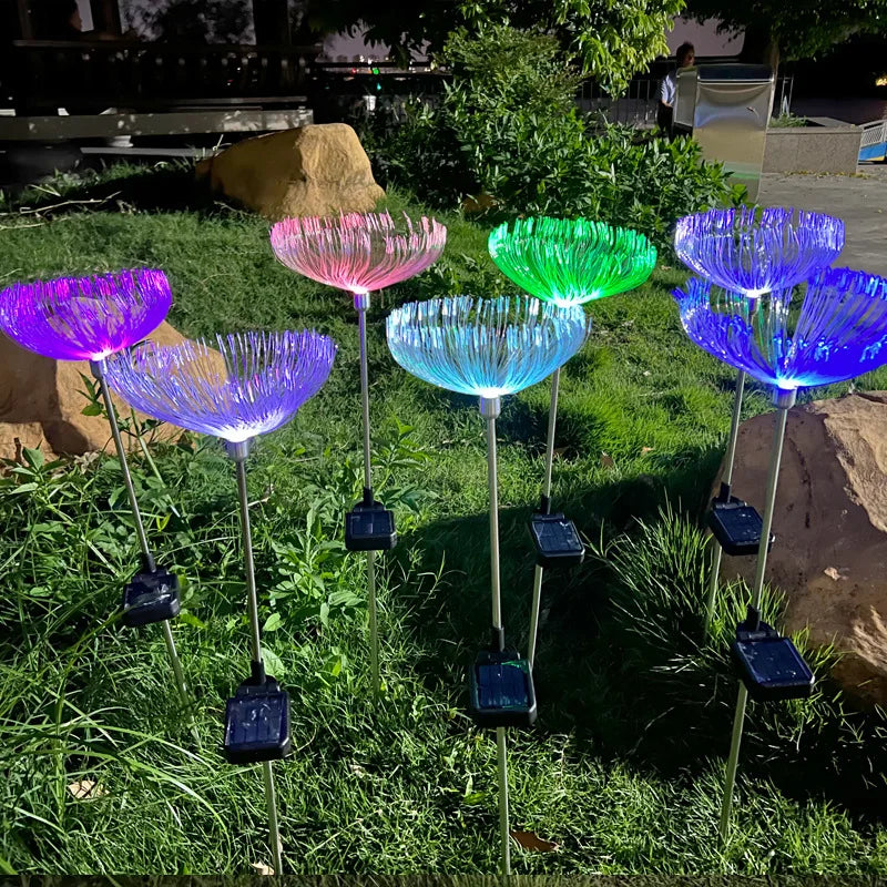 Outdoor Waterproof Solar Led Fiber Optic Jellyfish Light Atmosphere