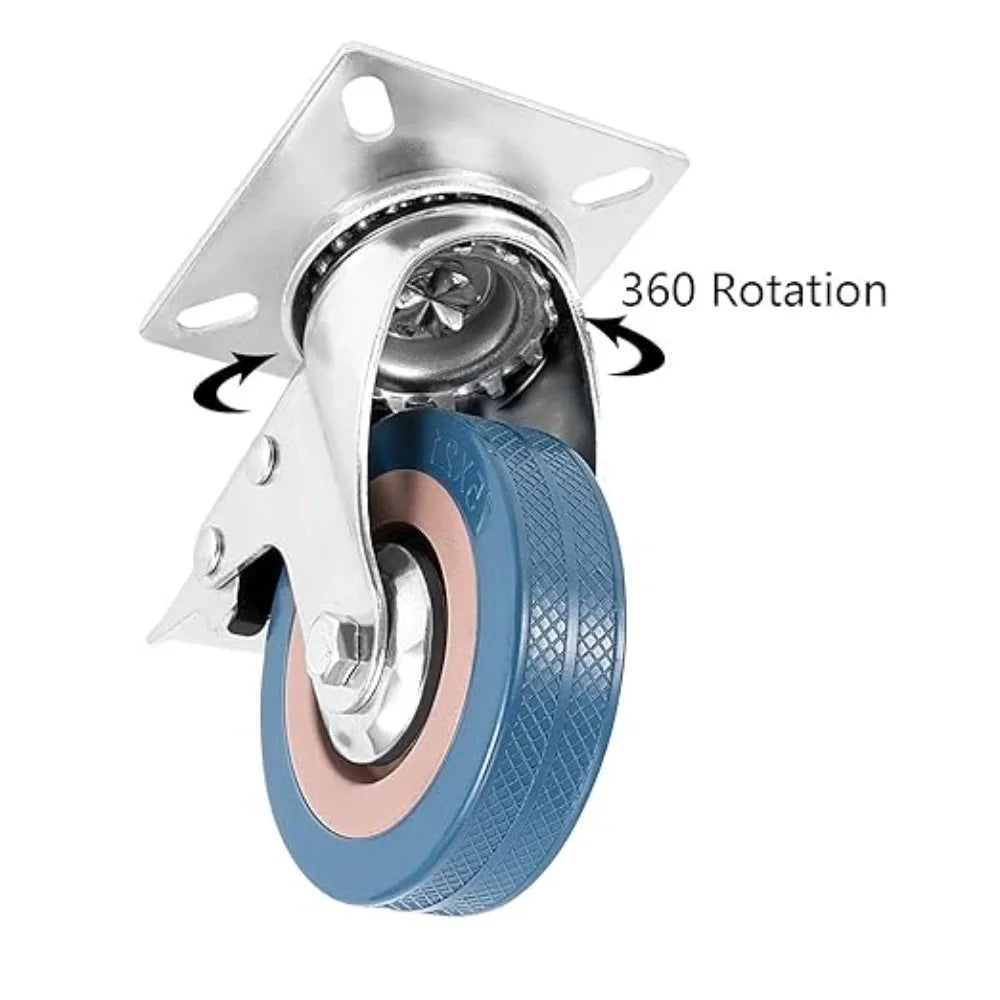 3 & 4 Inch Silent Industrial Caster Wheels with Brake | Universal