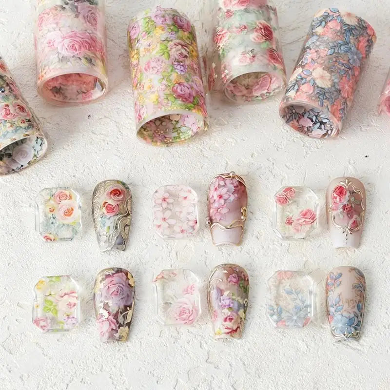 Floral Rose Nail Transfer Foil Stickers – DIY Nail Art Wraps
