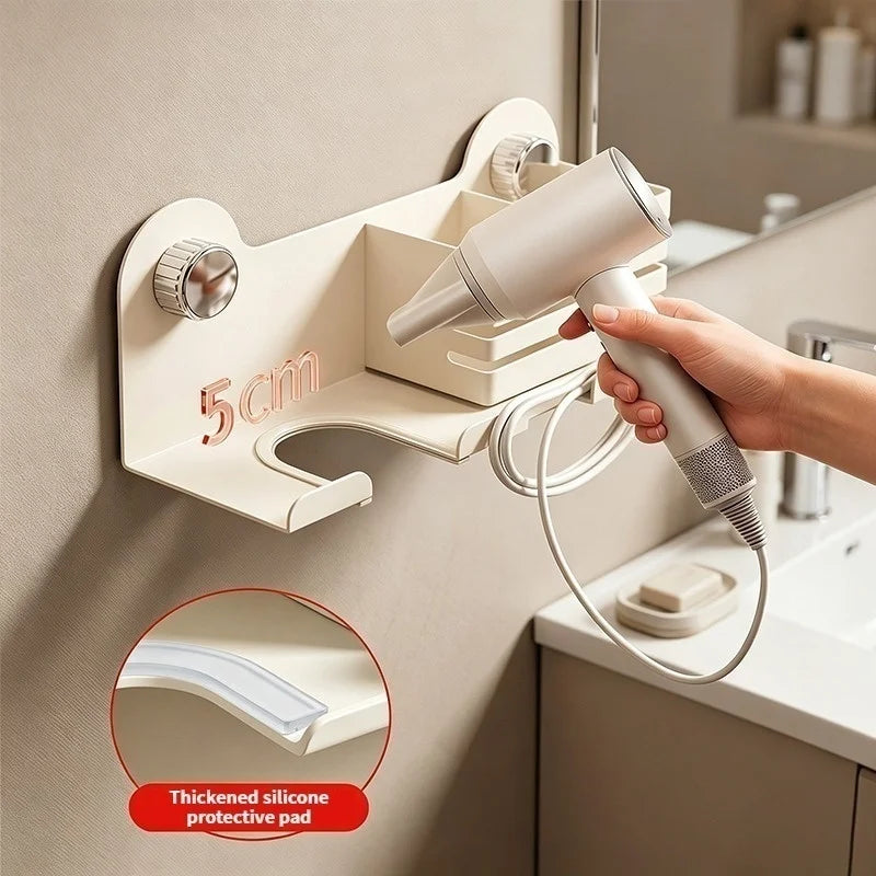 Punch-Free Wall Mount Hair Dryer Holder | Suction Cup Rack