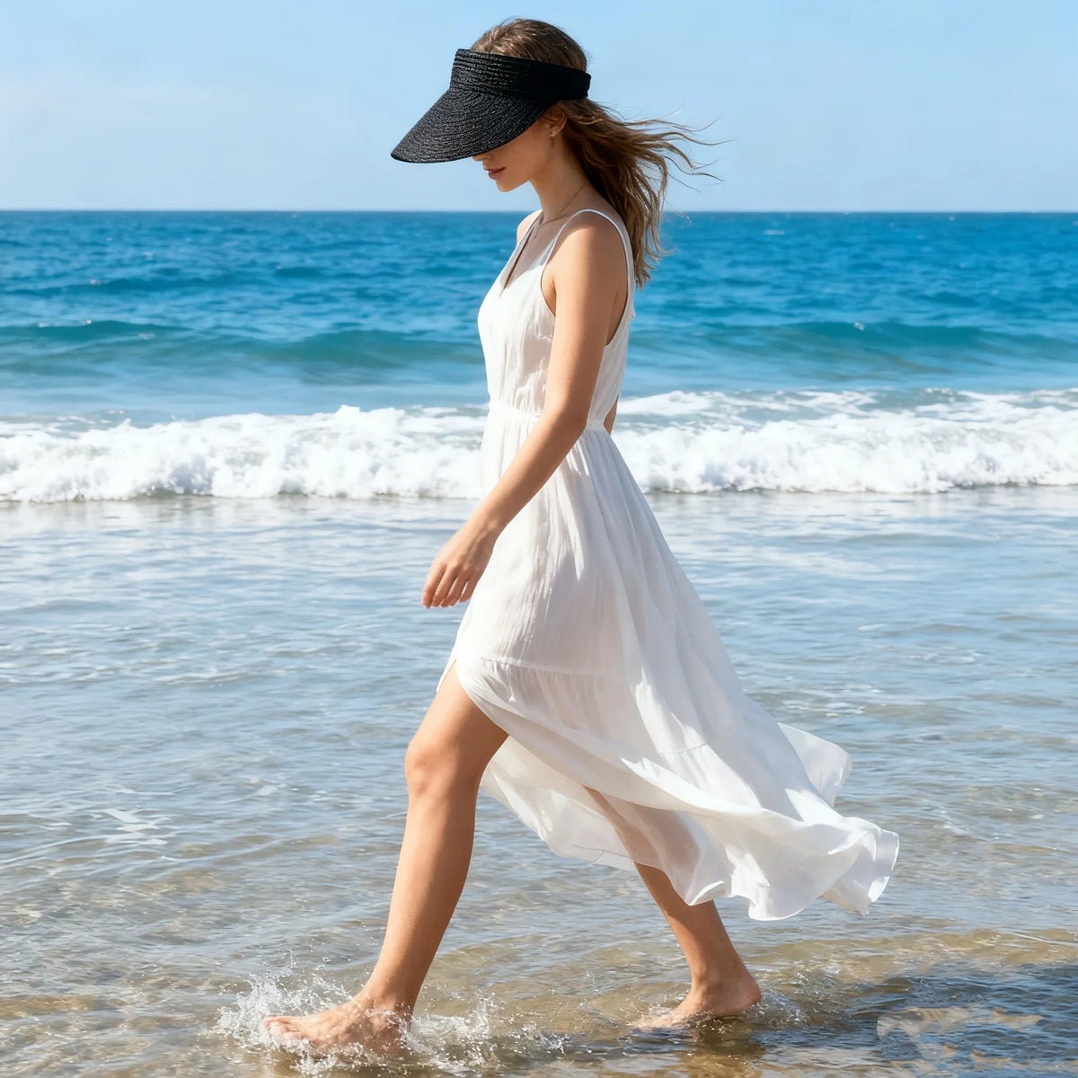 Wide Brim Straw Sun Hat – UV Protection Rollable Beach Hat